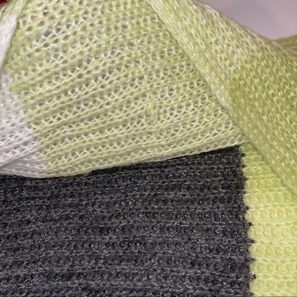 NEW Topshop Chunky Knit Scarf Gray Lime Ivory - Picture 11 of 12